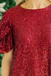 Ready To Shine Wine Red Sequin Blouse