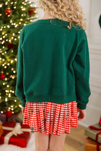 Girls: Christmas Means More Emerald Embroidered Sweatshirt
