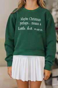 Girls: Christmas Means More Emerald Embroidered Sweatshirt