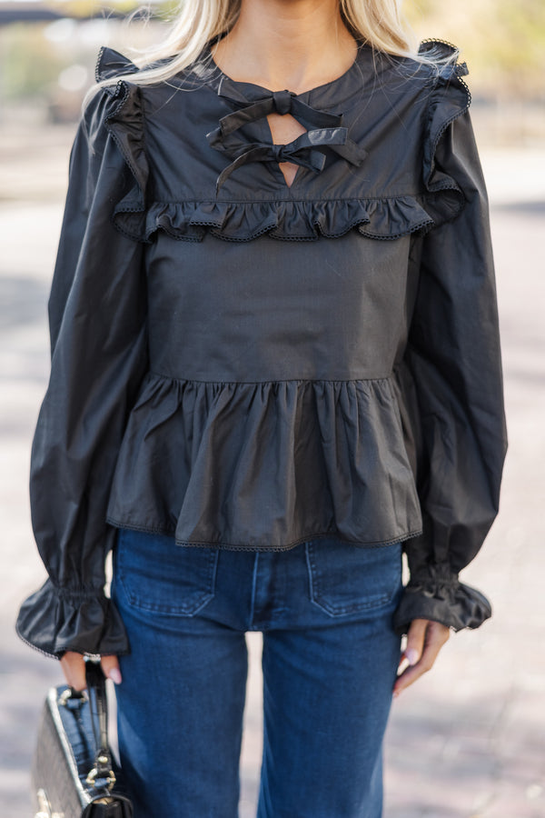 Just A Thought Black Bow Blouse