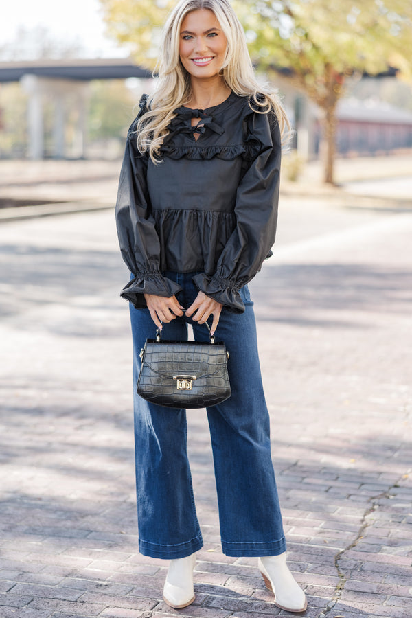 Just A Thought Black Bow Blouse