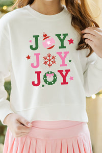 Girls: So Much Joy White Graphic Sweatshirt