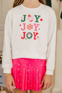Girls: So Much Joy White Graphic Sweatshirt