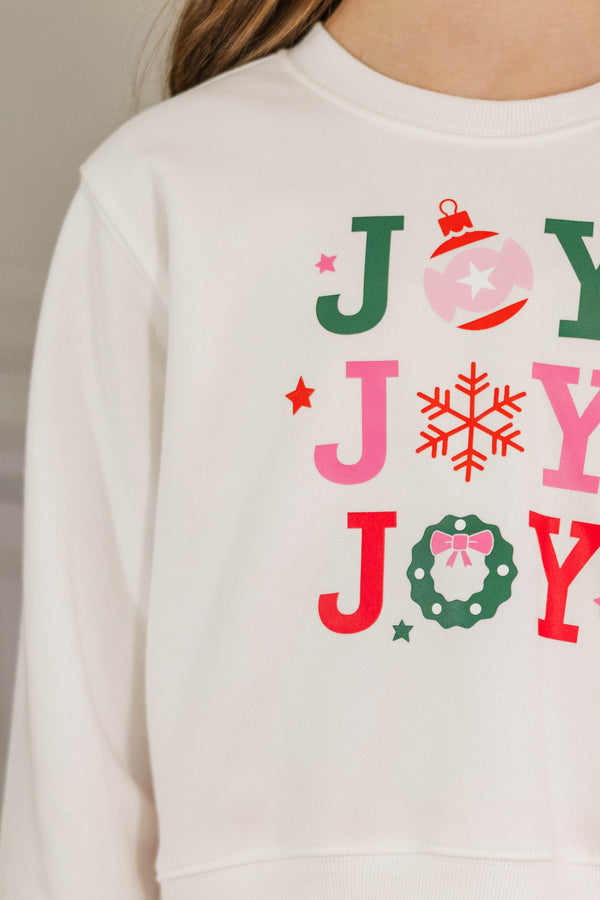 Girls: So Much Joy White Graphic Sweatshirt