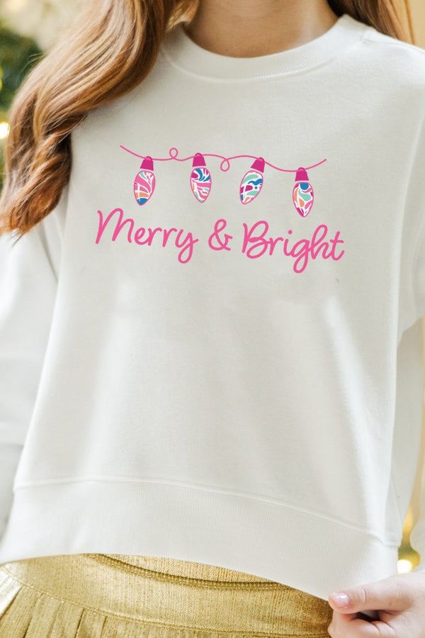 Girls: Oh So Bright White Graphic Sweatshirt