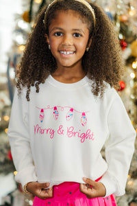 Girls: Oh So Bright White Graphic Sweatshirt