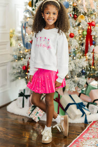 Girls: Oh So Bright White Graphic Sweatshirt