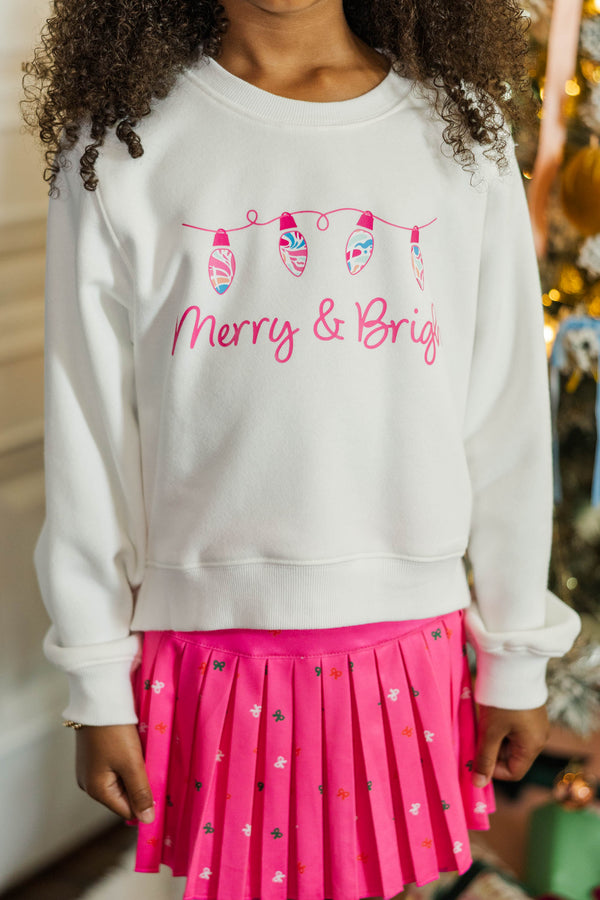 Girls: Oh So Bright White Graphic Sweatshirt