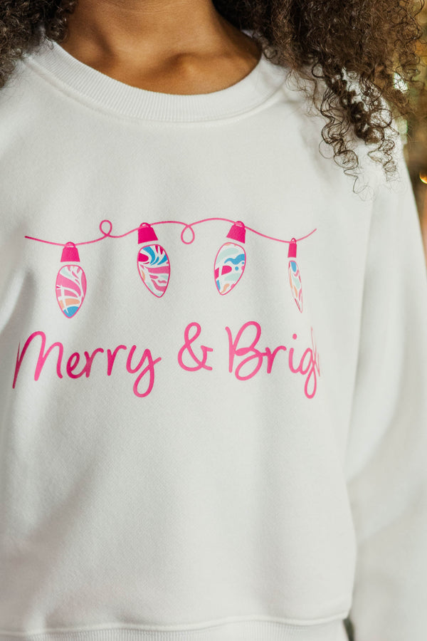 Girls: Oh So Bright White Graphic Sweatshirt