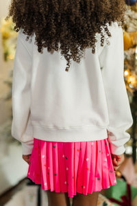 Girls: Oh So Bright White Graphic Sweatshirt