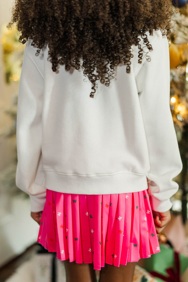 Girls: Oh So Bright White Graphic Sweatshirt