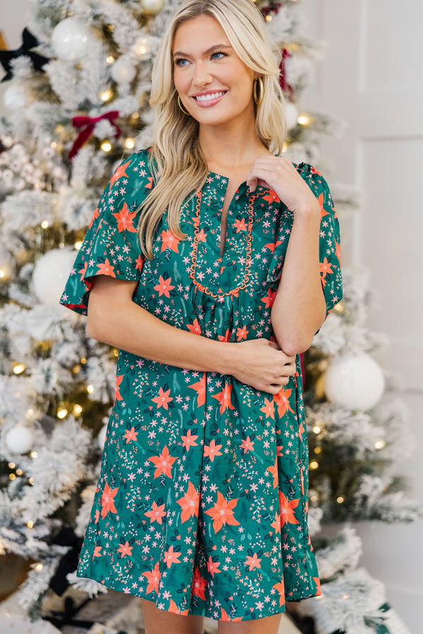 Just A Theory Emerald Floral Dress, Large - The Mint Julep Boutique | Women's Boutique Clothing Just A Theory Emerald Floral Dress, Large - The Mint Julep Boutique | Women's Boutique Clothing