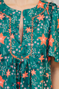 Just A Theory Emerald Floral Dress