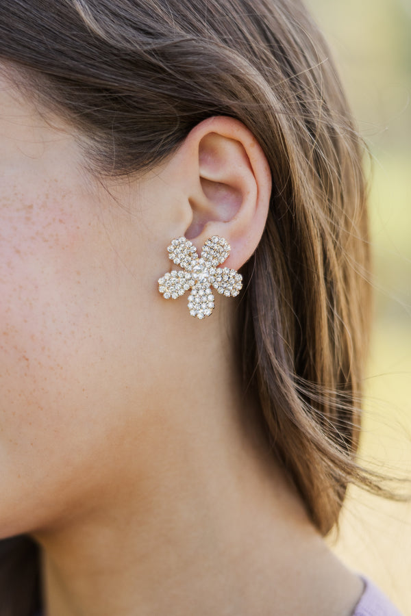 Girls: Rhinestone Flower Earrings