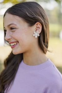 Girls: Rhinestone Flower Earrings