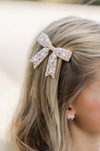 Girls: Gold Pearl Bow Clip