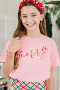 Girls: So Merry Pink Graphic Tee