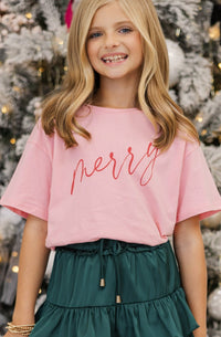 Girls: So Merry Pink Graphic Tee