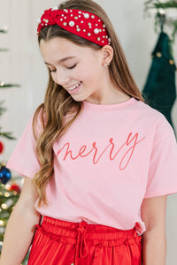 Girls: So Merry Pink Graphic Tee
