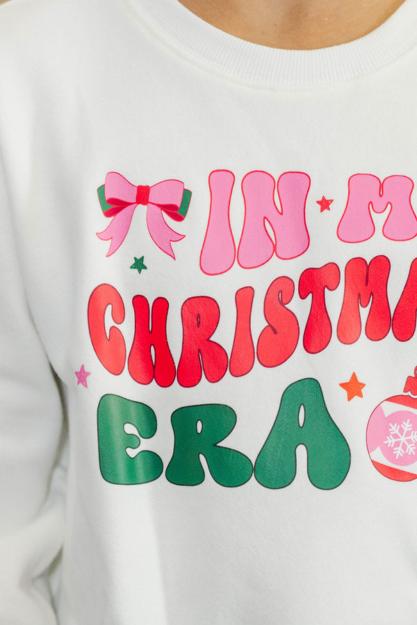 Girls: In My Christmas Era White Graphic Sweatshirt