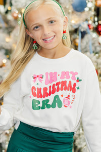 Girls: In My Christmas Era White Graphic Sweatshirt