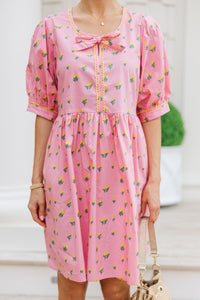 Collect Your Thoughts Pink Ditsy Floral Dress