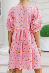 Collect Your Thoughts Pink Ditsy Floral Dress