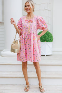 Collect Your Thoughts Pink Ditsy Floral Dress