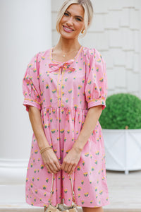 Collect Your Thoughts Pink Ditsy Floral Dress