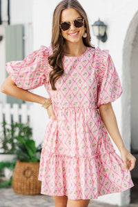 It's Your Destiny Pink Ditsy Floral Dress