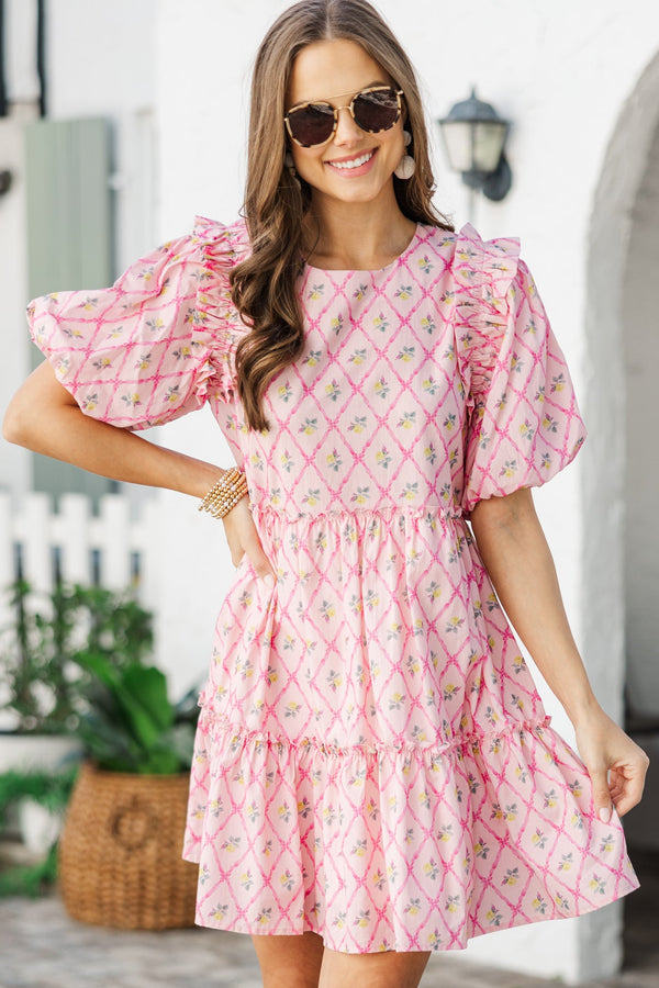 It's Your Destiny Pink Ditsy Floral Dress