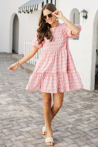 It's Your Destiny Pink Ditsy Floral Dress