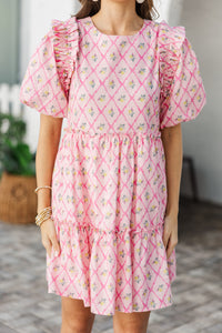 It's Your Destiny Pink Ditsy Floral Dress