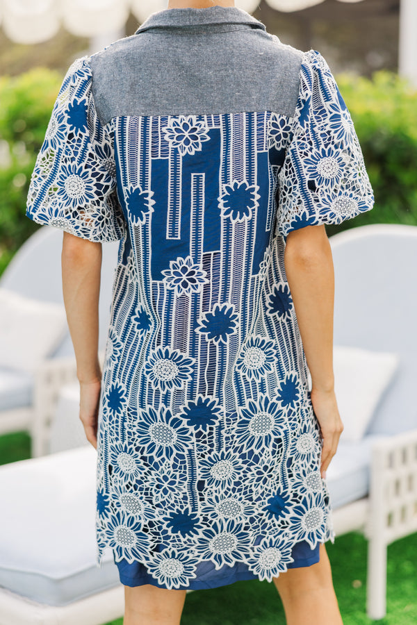 Sunlit Charm Navy Blue Embroidered Dress Shop the Mint Sunlit Charm Navy Blue Embroidered Dress Shop the Mint