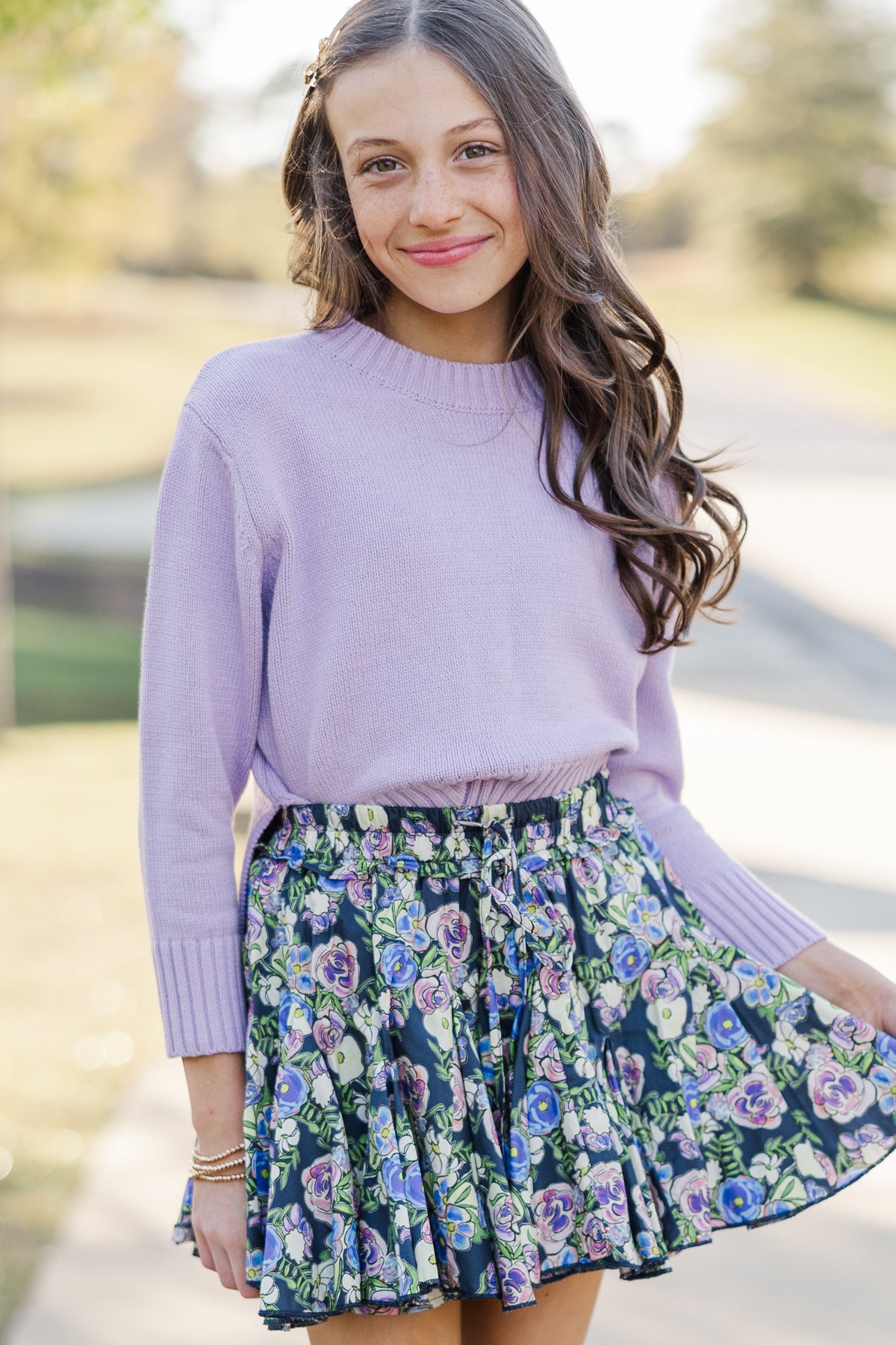 LuLu BeBe Girls Lavender Halloween BOO Short Sleeve Sweater Top main image 1
