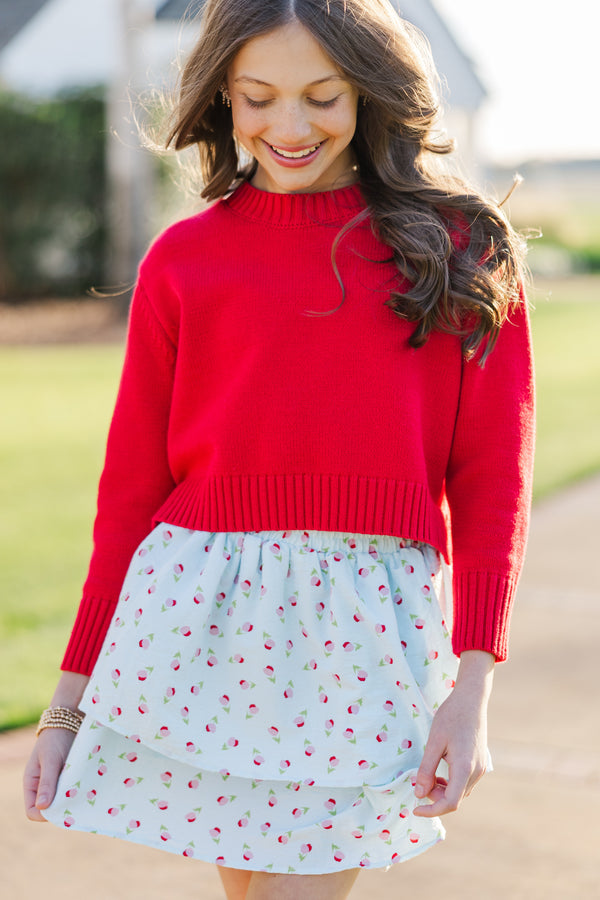 Girls: Based On Truth Light Blue Floral Tiered Skort