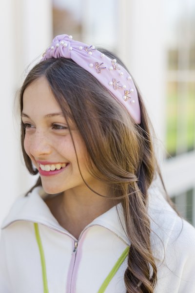 Girls: The Adriene Lavender Bow Embellished Headband