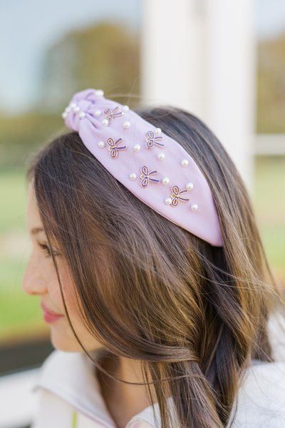 Girls: The Adriene Lavender Bow Embellished Headband