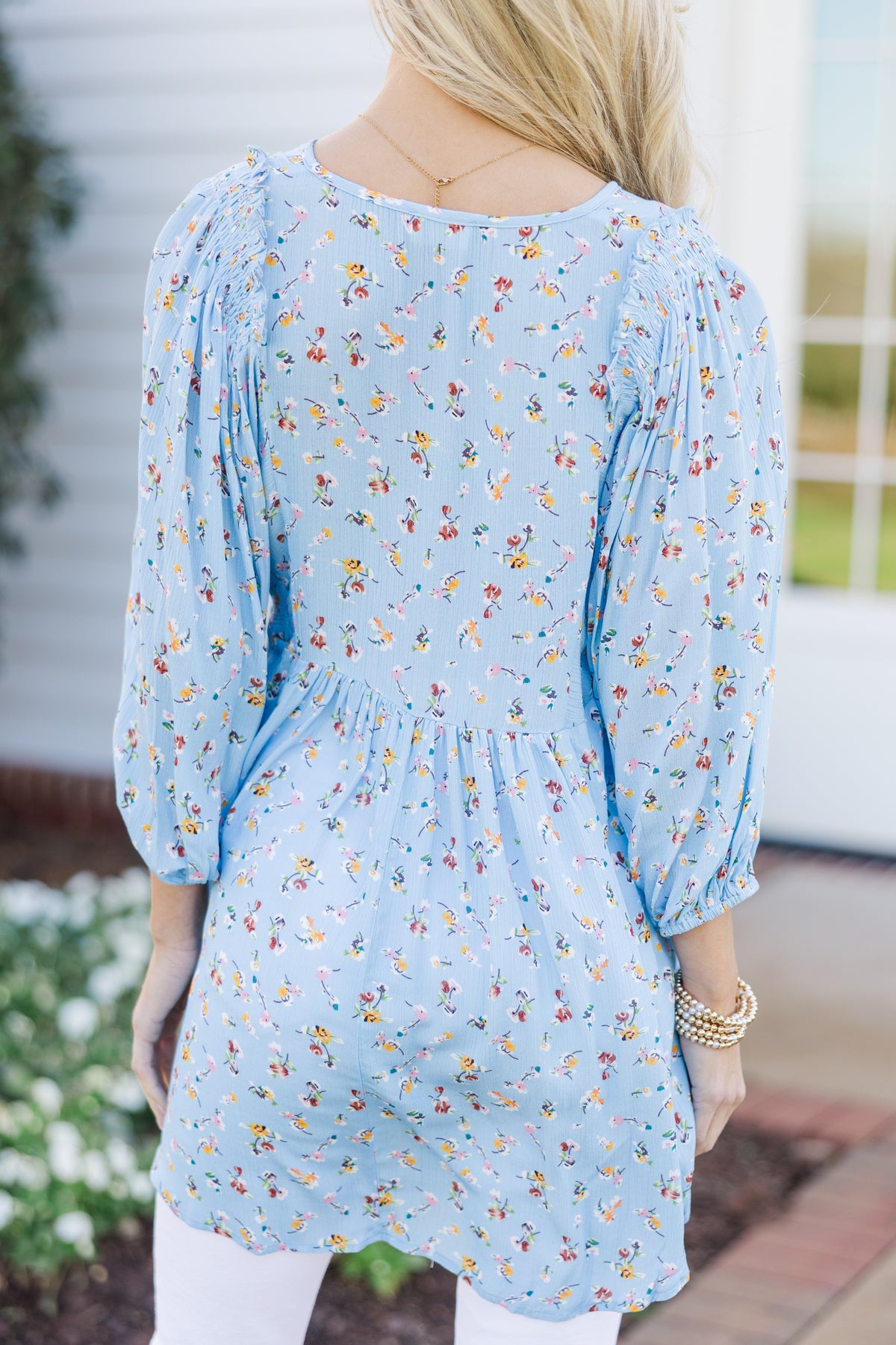 All So Nice Light Blue Ditsy Floral Tunic – Shop the Mint