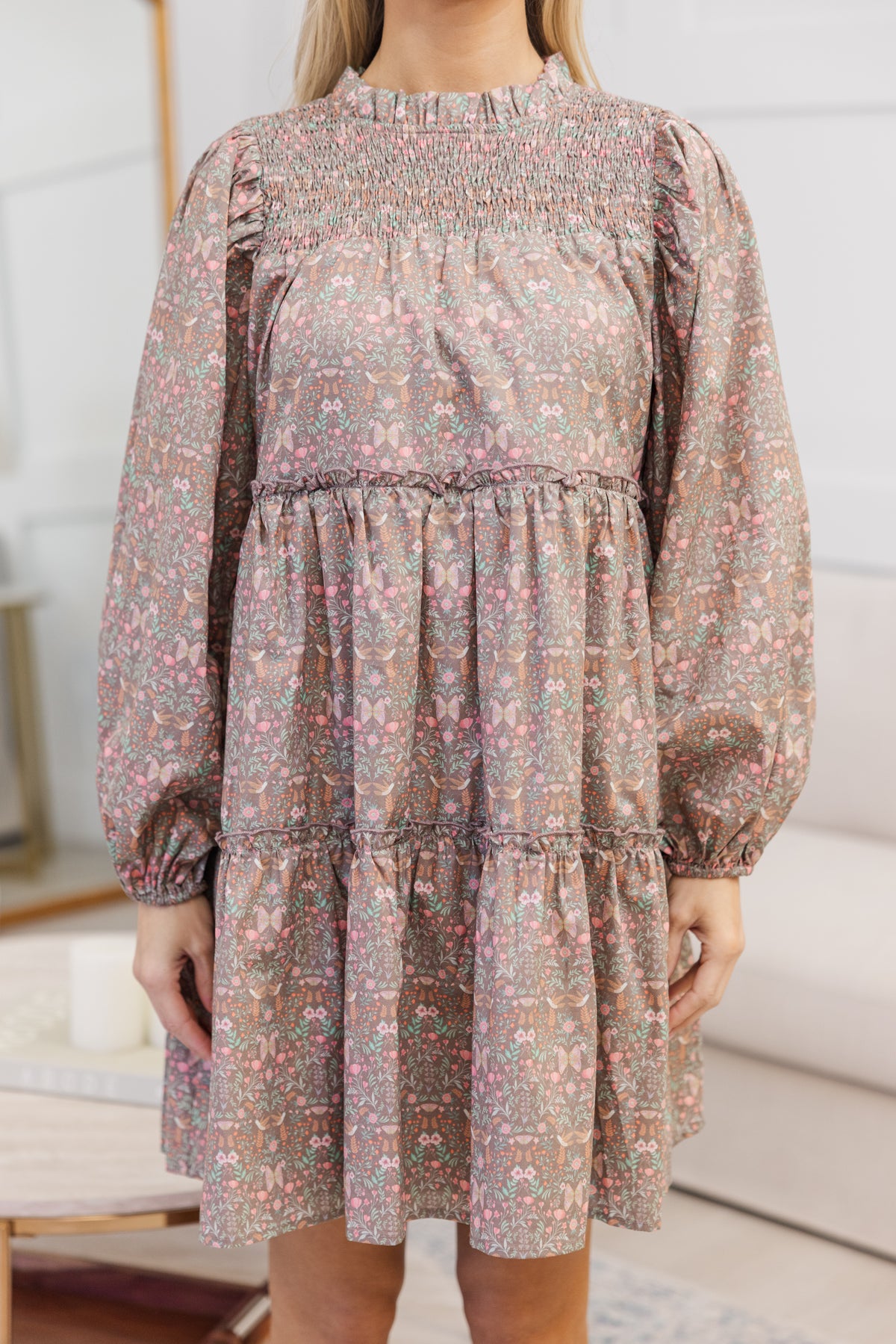 NURSING COLLECTION: Be Your Best Brown Ditsy Floral Babydoll Dress ...