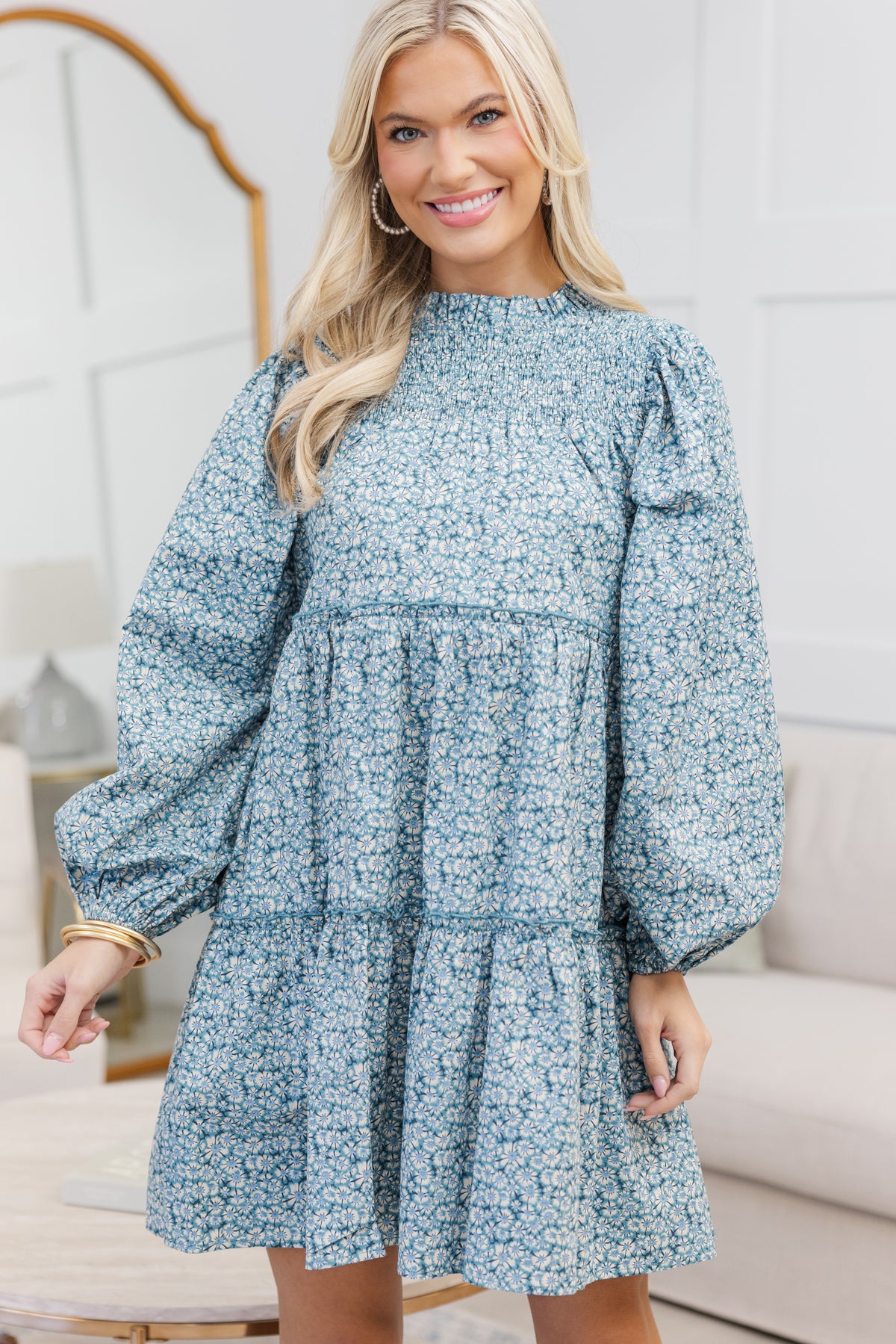 NURSING COLLECTION: Be Your Best Blue Ditsy Floral Babydoll Dress ...