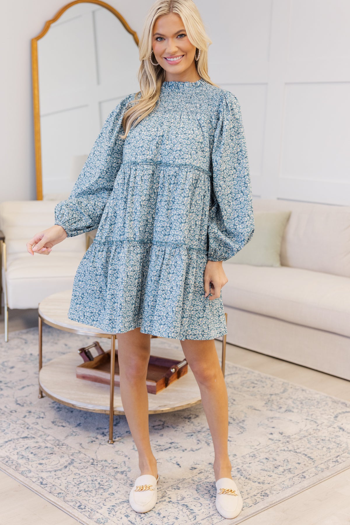 NURSING COLLECTION: Be Your Best Blue Ditsy Floral Babydoll Dress ...