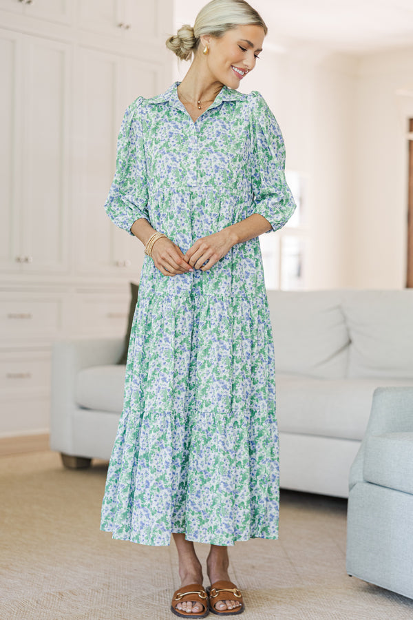 NURSING COLLECTION: Love Found Lavender Ditsy Floral Tiered Midi Dress