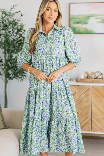 NURSING COLLECTION: Love Found Lavender Ditsy Floral Tiered Midi Dress –  Shop the Mint