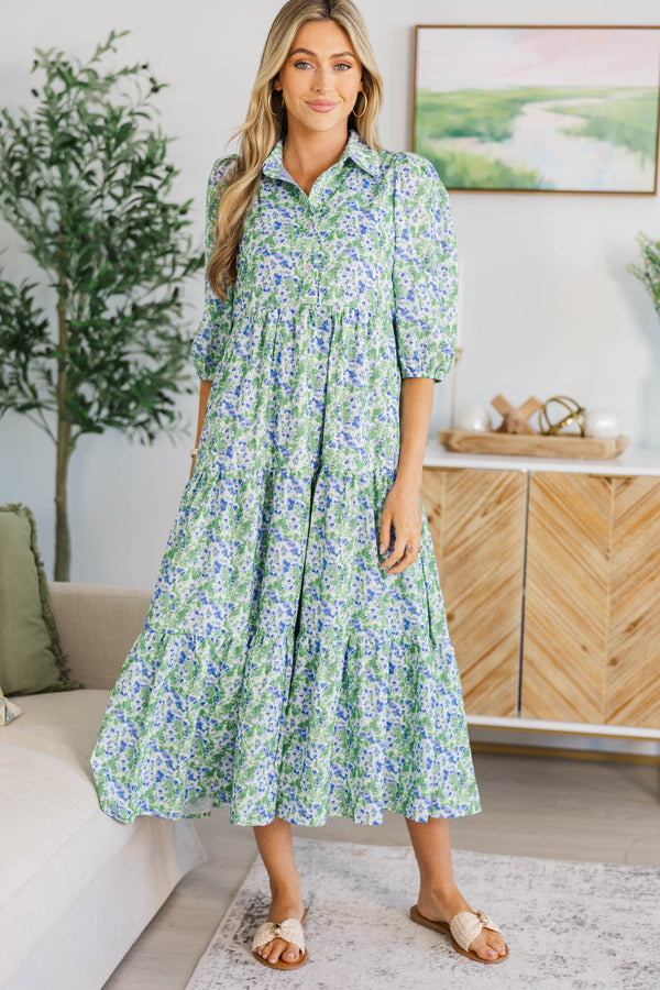 NURSING COLLECTION: Love Found Lavender Ditsy Floral Tiered Midi Dress