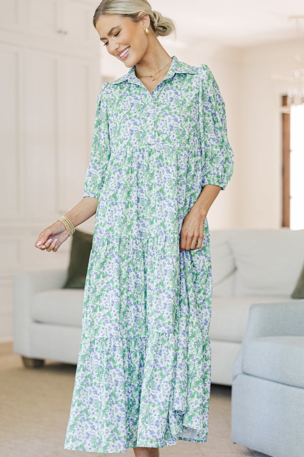 NURSING COLLECTION: Love Found Lavender Ditsy Floral Tiered Midi Dress