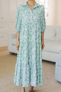 NURSING COLLECTION: Love Found Lavender Ditsy Floral Tiered Midi Dress