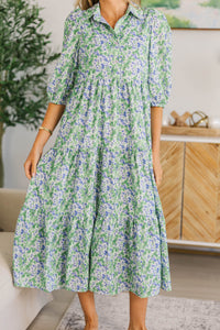 NURSING COLLECTION: Love Found Lavender Ditsy Floral Tiered Midi Dress