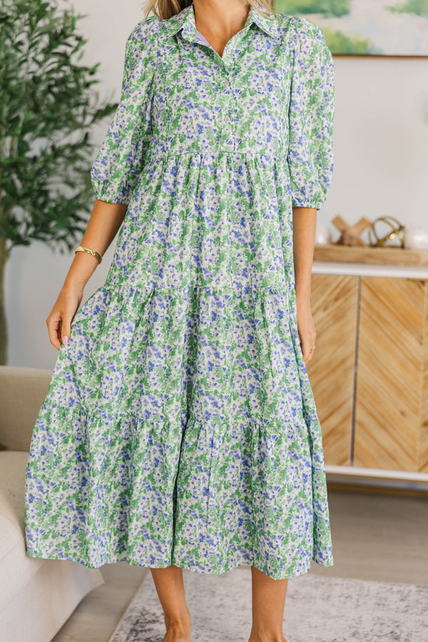 NURSING COLLECTION: Love Found Lavender Ditsy Floral Tiered Midi Dress