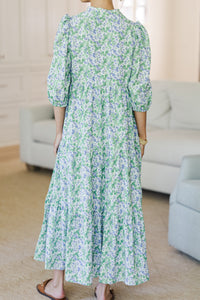 NURSING COLLECTION: Love Found Lavender Ditsy Floral Tiered Midi Dress